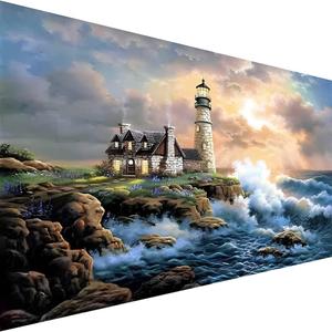 koemhxb Large Paint by Number for Adults(24x16 inch),Lighthouse Paint by Numbers Kits for Adults Beginner,Lighthouse Painting by Numbers for Home Wall Decor