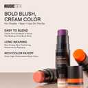 Nudestix Nudies Blush Stick 3-in-1 Cream Blush for Cheeks, Eyes & Lips with Built-In Brush | Soft Matte Finish for a Natural Flush