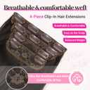 Kookastyle Clip in Hair Extensions, Natural Long Layered Soft Invisible Synthetic Curly Wavy Hairpieces for Women,4 pcs(20 Inch,Rich Dark Brown Silky Shine)