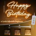 Tujoe 30" x 21" Happy Birthday Neon Sign Large Happy Birthday LED Neon Light Signs with Dimmable Switch 12V Power Adapter for Party Wall Decoration Bar Rave Home Decor Backdrop(Warm White,30" x 21")