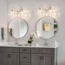 Vintage Bathroom Light Fixtures Over Mirror, 2-Light Brushed Nickel Wall Sconce Lighting with Flower Glass Shade, Farmhouse Vanity Lights for Bedroom Kitchen Living Room Hallway Light