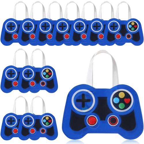 Silkfly 12 Pcs Video Game Party Favor Bags Non Woven Reusable Gaming Goodie Treat Gift Bags with Handles Gaming Party Supplies(Blue)