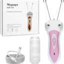 USB Rechargeable Cotton Thread Epilator for Women,White Electric Threading Hair Removal Tool Complete with Charging Cable and Spare Thread, Professional Eyebrow Threading Kit for Facial and Body Hair