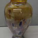 Hand Blown Glass Vase 11.8" Tall Beautiful Amber Gold Sea Wide Mouth Bud Vase for Table Centerpiece, Painted Colorful Murano Glass Flower Vases for - Home Entrance Wedding Center (Electrum)