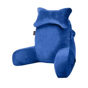 SLIGUY Reading Pillow for Sitting in Bed Couch Adult, Back Pillow with arm Support and Pockets, Adult Back Pillow Bed Chair for Bed Rest, Reading, Watching TV, Gaming for Boys and Girls Blue