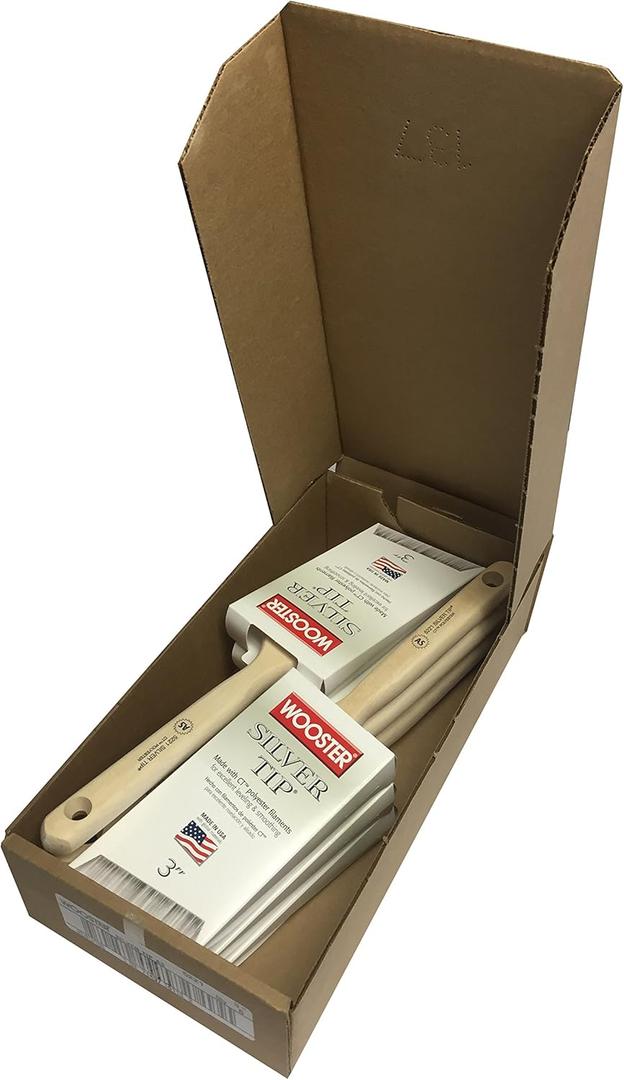 Pack of 6 Wooster Brush 5221 3 inch Silver Tip Angle Sash Paintbrush 