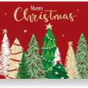 JarThenaAMCS 50 Sheets Merry Christmas Paper Placemats Gold Foil Xmas Pine Tree Red Disposable Table Place Mats for Holiday New Tear Party Decor Supplies, 11 x 17 Inch