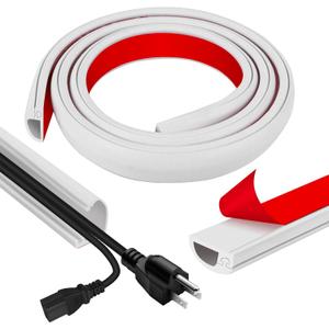 Cord Wall Cover, 39in Self-Adhesive Wire Covers for Cords on Wall, Extension Cable Hider for Floor, Mounted Tv, Home and Office Cavity 0.63" Wx0.31 H (White)