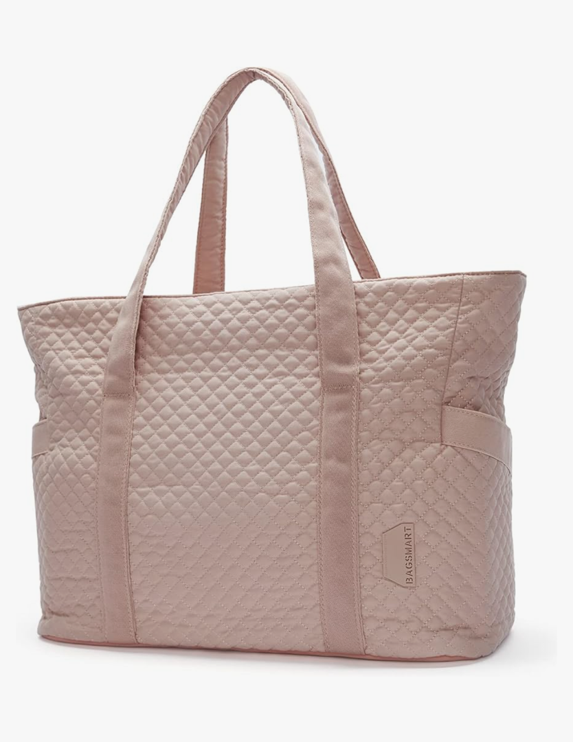 BAGSMART Large Tote Bag For Women, Travel Shoulder Bag Top Handle Handbag with Yoga Mat Buckle for Gym, Work, Travel