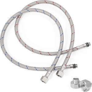30 Inch Faucet Supply Lines, Bathroom Kitchen Water Supply Line 3/8" Female Compression Thread x M10 Male Connector, Braided Stainless Steel Water Hose for Sink Faucet with 1/2 Adapter (1 Pair)