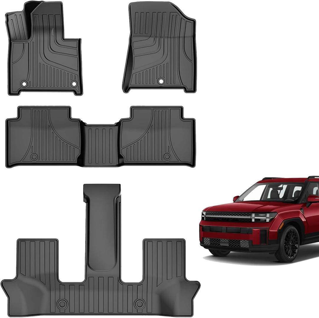 Santa Fe Floor Mats for 2024-2025 Hyundai Santa Fe (Not Fit Hybrid) - Custom Fit Anti-Slip TPE Car Mats - All Weather Full Set Floor Liners for Hyundai Santa Fe 2024 2025