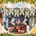 24 Pcs Christmas Velvet Bows 5 x 7.9 Inch Rustic Velvet Christmas Tree Bows Vintage Tree Ornaments for Xmas Holiday Garland Home Decor Wedding Outdoor Indoor Decoration(Beige)