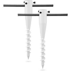 Beach Umbrella Anchor, 2-Pack Heavy Duty Umbrella Sand Anchor, Metal Umbrella Holder Base for Sand, Easy Install In-Ground Anchor with 6-Spiral Corkscrew Drill for 1.3-2 in Pole, Rust-Proof & Portable