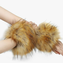 sy soul young Women's Faux Fur Wrist Cuffs Winter Fox Furry Wristbands Fluffy Fur Cuff Bracelet Arm Warmer Accessories (Nature)