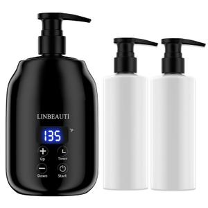 Massage Oil Warmer with Two Oil Bottle Dispenser, Lotion Bottle Warmer Dispenser Heater, Smart Touch Key Electric Warm Lotion Dispenser, Lube Gel Cream Warmer for Home Pro Salon Spa Massage (black)