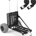 Sekey Beach Wagon with 12" Big Wheels for Sand, Heavy Duty Collapsible Beach Cart with Balloon Tires, Foldable Utility Sand Wagon for Outdoor Camping, Fishing & Groceries.Black