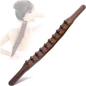 Guasha Wood Stick Tools Wooden Therapy Scraping Lymphatic Drainage Massager, Double Row 20 Beads Point Treatment Gua Sha Tools for Back Leg,1 pcs Guasha Wood Stick Tools Wooden Therapy Scraping Lymphatic Drainage Massager, Double Row 20 Beads Point Treatment Gua Sha Tools for Back Leg,1 pcs
