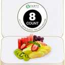 Party Bargains Plastic Serving Tray - 8 Pack, 8" x 11” Rectangular Organic Collection White Serving Platter with Gold Rim, Disposable Food Tray for Snacks, Appetizers, Charcuterie, Weddings, Buffets
