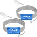 2-Pack 2 Prong Extension Cord 15FT, 90 Degree Plug, SPT-2, Flat Nylon Braided Power Extension Cord With 3 Outlets, Multiple Outlets with Tamper Guard, ETL Listed, Outlet Saver, 16 Gauge Wire, 13A/125V