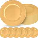 Teruntrue 24 Pcs Gold Charger Plates with Beaded 13 Inch Plastic Charger Plates for Dinner Plate, Gold Chargers for Table Setting, Round Chargers Plate for Wedding Party Holiday Event Tabletop Decor