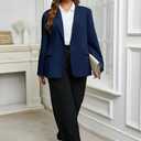 Cicy Bell Women's Plus Size Casual Blazers Lapel Long Sleeve Work Office Suit Jackets Open Front Curvy Blazers (Blue, Size XXL)