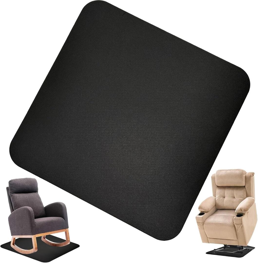 Recliner Pads for Hardwood Floors, Under Recliner Floor Protectors Furniture Pads to Keep Furniture from Sliding, Swivel Chairs Recliner mats for Hardwood Floors Non Slip Recliner Grippers (Sq-Black-30"x30")