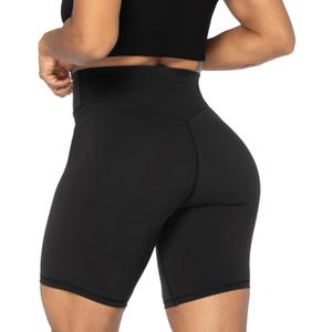 Sunzel 8" Waist Biker Shorts for Women No Front Seam Soft Yoga Workout Gym Bike Shorts Tummy Control Squat Proof Black, X-Large