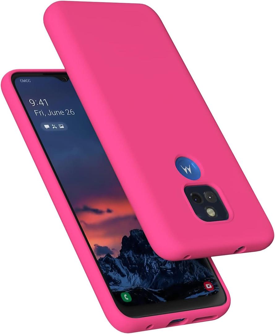 E Segoi Moto G Play 2021 Case, Liquid Silicone Gel Rubber Shockproof Case Soft Microfiber Cloth Lining Cushion Compatible with Motorola Moto G Play 2021 6.5 inch (Hot Pink)