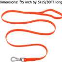 Waterproof Dog Training Leash 50FT 30FT 15FT 10FT 5FT Heavy Duty Recall Long Lead for Large Medium Small Dogs (30FT, Orange)