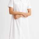 SUNNOW Women's Casual Shirt Dress Collared V Neck Button Down Loose Short Sleeve Midi Dresses (White, M)