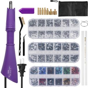 Maxmartt Hotfix Applicator Tool, DIY Hot Fix Rhinestone Setter, Quick Heating Hot Fix Wand Rhinestone, DIY Applicator Embellishment Tools, for Setting Rhinestones and Beads (Purple)