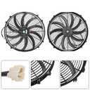 16 Inch Slim Fan Push Pull Electric Radiator Cooling Fan Universal High Performance 12V 120W Motor with Fan Mounting Kit (Black)