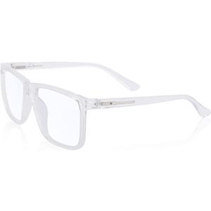 MARE AZZURO Oversized Square Reading Glasses Men Large Readers Big Face 1.00 1.25 1.50 1.75 2.00 2.25 2.50 2.75 3.00 3.50 4.00 5.00 6.00 (Transparent, 5.0)