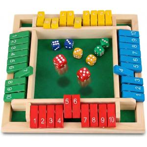 Premium Shut the Box Board Game for 2-4 Player, Wooden Math Number Flip Dice, Montessori Educational Toy for Kids Ages 3+ and Adults, Screen-Free Family Night, Classroom, Pub& Summer Travel Activities