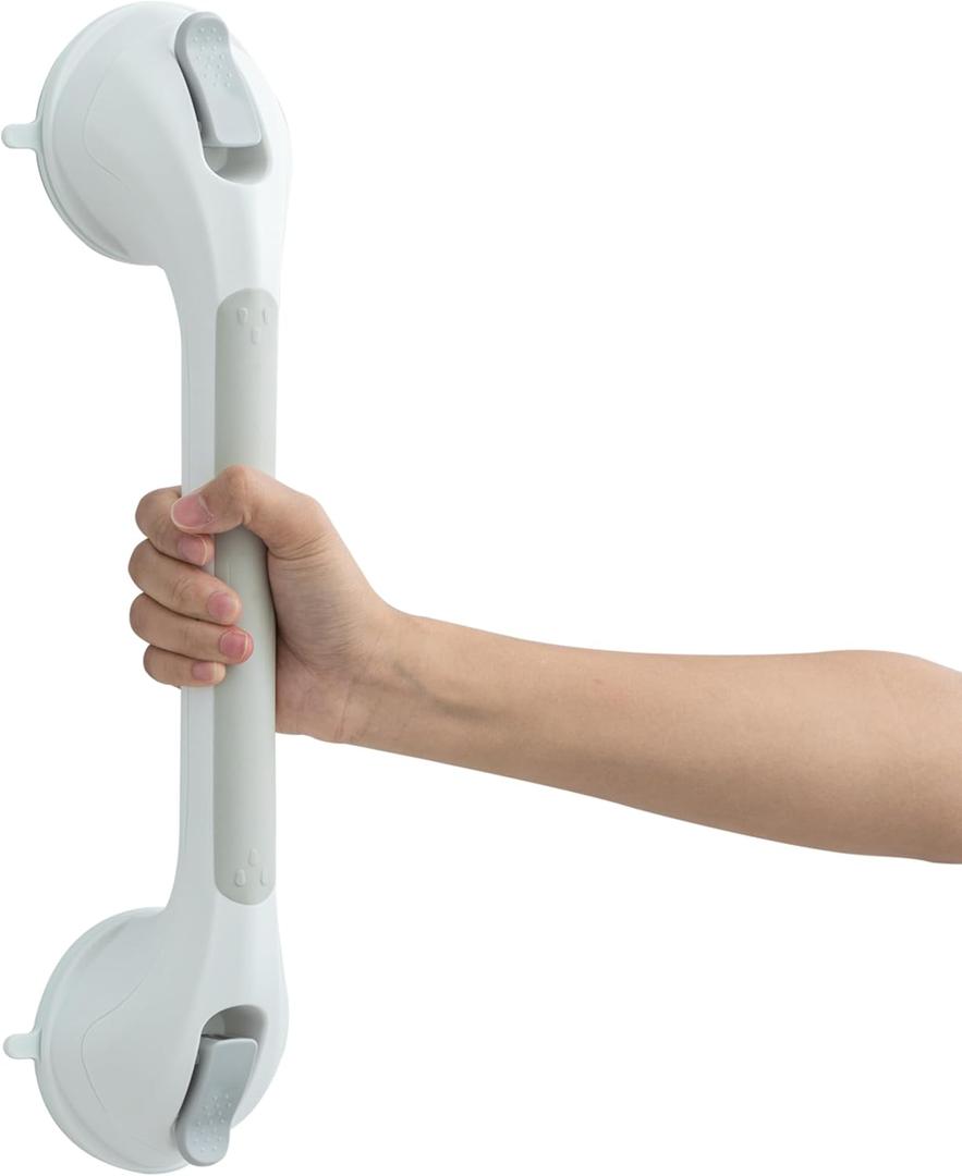 Shower Handles for Elderly Suction, 16 Inch Grab Bars for Bathtubs and Showers, Removable Safety Handle, Heavy Duty Bathtub Grip for Seniors & Elderly, No Drilling, Waterproof, Grey