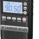 PRUNUS J-618 Portable Radio AM FM with Bluetooth Earphone Output & Bluetooth Speaker Mode, 2000mAh Rechargeable Battery, Micro SD Playback with Shuffle & Sequential Play, Headphone Jack, Sleep Timer