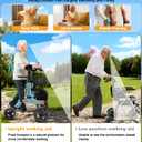 Lightweight Upright Rollator Walker All-Terrain Foldable with seat and Adjustable Height backrest, 300 lbs Capacity, 10" Front & 8" Rear Wheels for Seniors, Adults, bariatric, Includes Cane Holders
