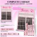 Lash Clusters Kit, DIY Cluster Eyelash Extensions 516mm,132pcs Fluffy D Curl Natural Lashes with Bond and Seal,Remover, TweezersNatural Fake Cat Eye Individual Manga Clusters 1-2-L