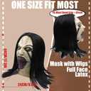 Scary Mask for Women, Horror Crying Woman Mask with Wigs, Halloween Costumes Mask, Quality Latex Full Head Mask, Ideal for Halloween Scary Costumes Cosplay Dance Masquerade Party One Size Fit Most