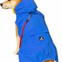 Dog Raincoat Waterproof Reflective Jacket  Lightweight Hooded Poncho with Adjustable Belly Strap & Leash Hole  Rain Slicker Coat for 2XSmall-5XLarge Dogs  Easy to Wear (Blue, Large)