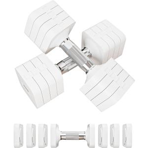 15LB 20LB 40LB 50LB Adjustable Dumbbell Set Free Weights Dumbbells Set for Women Men Hand Weights Sets Adjust Dumbbell Weight Sets for Home Gym Exercise Workout Strength Training Equipments (White)