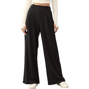 EVALESS Women's Wide Leg Pants Elastic High Waisted Waffle Knit Work Palazzo Pants Business Casual Trousers with Pockets, XL