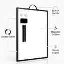 Magnetic Dry Erase Board 12x16 with Handle, Double Sided Portable Black Whiteboard for Home, Office, School & Kitchen
