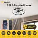 Ensenior Ceiling Fans with Lights and Remote, 20'' Low Profile Ceiling Fan Flush Mount, APP Control, 6 Speed, 3CCT, Quiet Reversible DC Motor, Dimmable Modern Ceiling Fan with Light for Bedroom, Black
