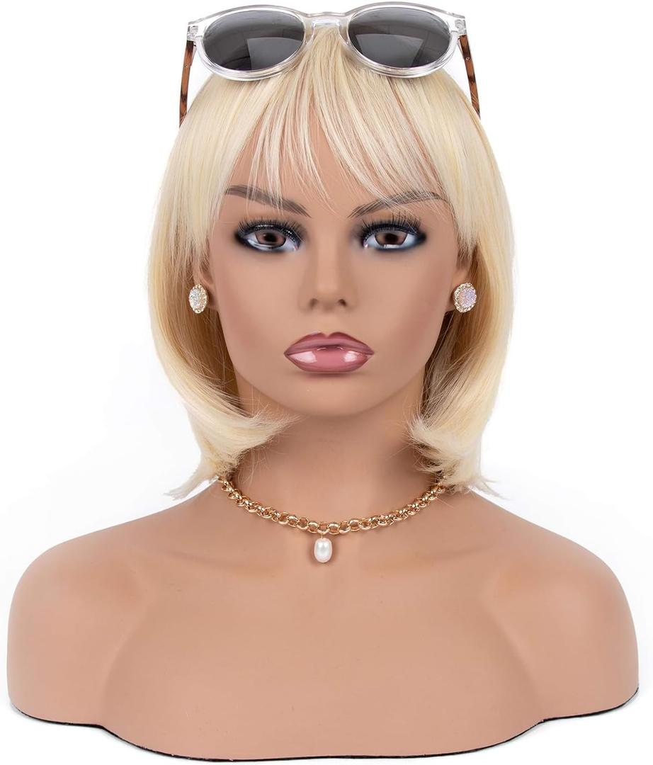 17 PVC Mannequin Head with Shoulders Life Size Wig & Hat Display Bust for Wigs, Sunglasses, Hats, Jewelry, Masks  Durable Display & Styling Head
