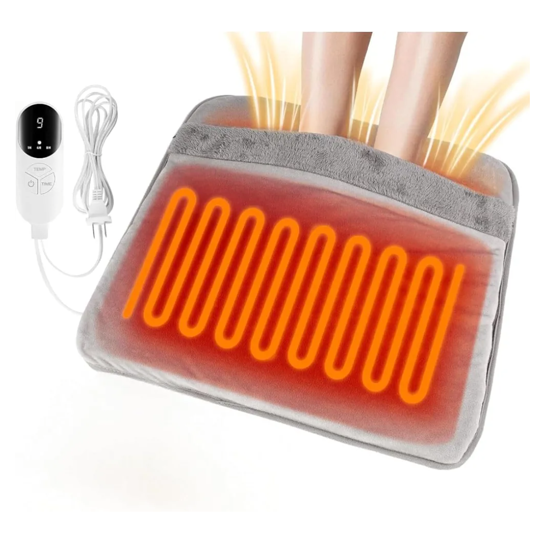 Pupdumm Electric Foot Warmer Mat Heating Pads with Fast DualSide Heated Technology, 6Layers Heater Retention Fabric, 3 Timer Settings&9 Heat Levels, Birthday Gift for Men/Women Feet, 22"×20" Black