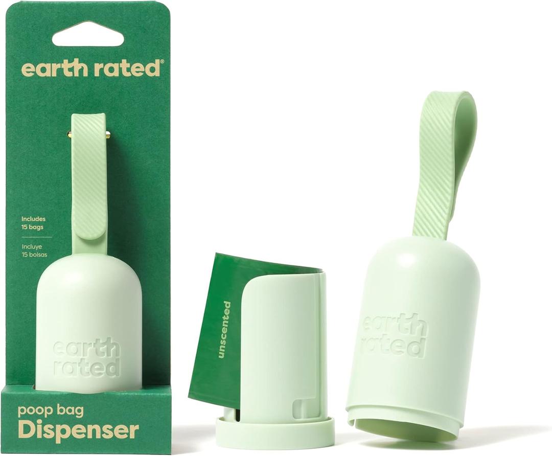 Earth Rated Dog Poop Bag Holder, Durable and Leakproof, Unscented, Dispenser with Starter Roll