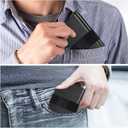 2 x Minimalist Card Holder Wallet for Men,Front Pocket Slim RFID Blocking Pop up Metal Wallet Credit Card Case with Cash Band Airtag Case,12+ Cards Storage