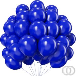 Royal Blue Balloons - 12 inch 100pcs Latex - Round Persian Blue Birthday Balloons with 2 Ribbons for Birthday Party, Graduation, Baseball, Nautical, Veterans Day Patriotic Decorations