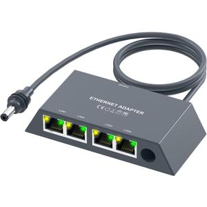 for Starlink Gen3/Mini Ethernet Adapter with 4 RJ45 Ports,Multi Ports Starlink Ethernet Adapter with Wired External Network for Other Devices and Network Cable[4 Devices Networked Simultaneously]